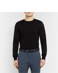 Мужской темно-серый кожаный ремень от Gucci