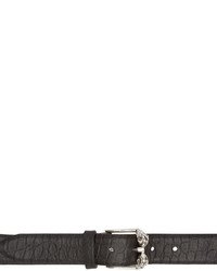 Мужской темно-серый кожаный ремень от Alexander McQueen