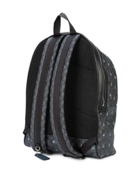 Мужской темно-серый кожаный рюкзак с принтом от Coach