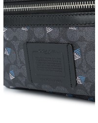 Мужской темно-серый кожаный рюкзак с принтом от Coach