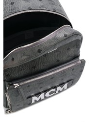 Женский темно-серый кожаный рюкзак с принтом от MCM