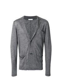 Мужской темно-серый льняной вязаный пиджак от Paolo Pecora