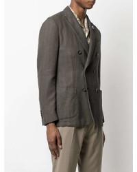 Мужской темно-серый льняной двубортный пиджак от Lardini