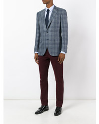 Мужской темно-серый льняной пиджак в клетку от Canali