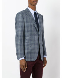 Мужской темно-серый льняной пиджак в клетку от Canali