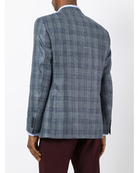 Мужской темно-серый льняной пиджак в клетку от Canali