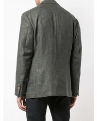 Мужской темно-серый льняной пиджак в шотландскую клетку от Brunello Cucinelli