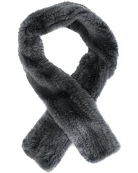 Темно-серый меховой шарф