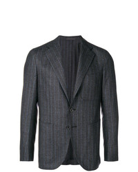 Мужской темно-серый пиджак в вертикальную полоску от Caruso
