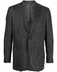 Мужской темно-серый пиджак в вертикальную полоску от Kiton