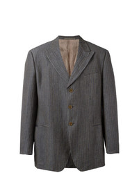 Мужской темно-серый пиджак в вертикальную полоску от Romeo Gigli Vintage