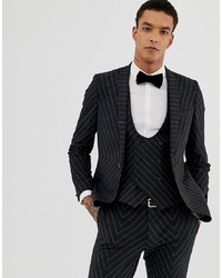 Мужской темно-серый пиджак в вертикальную полоску от Twisted Tailor