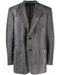 Мужской темно-серый пиджак в вертикальную полоску от Versace