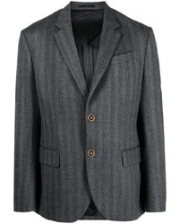 Мужской темно-серый пиджак в вертикальную полоску от Versace