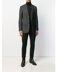 Мужской темно-серый пиджак в клетку от Saint Laurent