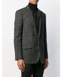 Мужской темно-серый пиджак в клетку от Saint Laurent