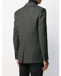 Мужской темно-серый пиджак в клетку от Saint Laurent