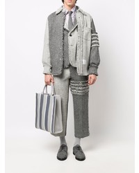 Мужской темно-серый пиджак в стиле пэчворк от Thom Browne