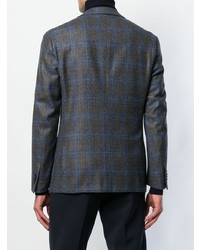 Мужской темно-серый пиджак в шотландскую клетку от Corneliani
