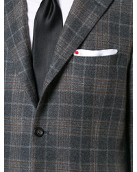 Мужской темно-серый пиджак в шотландскую клетку от Kiton