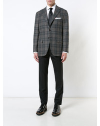 Мужской темно-серый пиджак в шотландскую клетку от Kiton