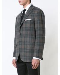 Мужской темно-серый пиджак в шотландскую клетку от Kiton