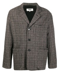 Мужской темно-серый пиджак в шотландскую клетку от YMC