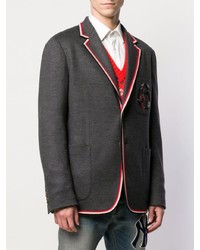 Мужской темно-серый пиджак с вышивкой от Gucci