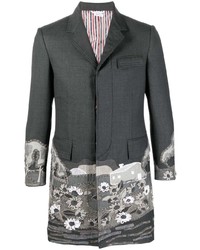 Мужской темно-серый пиджак с вышивкой от Thom Browne