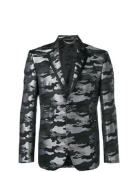 Мужской темно-серый пиджак с камуфляжным принтом от Philipp Plein