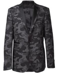 Мужской темно-серый пиджак с камуфляжным принтом от Tonello