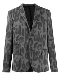 Темно-серый пиджак с леопардовым принтом