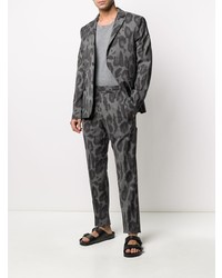 Мужской темно-серый пиджак с леопардовым принтом от Stella McCartney
