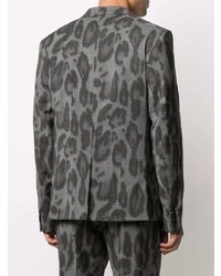 Мужской темно-серый пиджак с леопардовым принтом от Stella McCartney