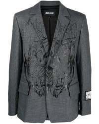 Мужской темно-серый пиджак с принтом от Just Cavalli