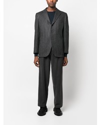 Мужской темно-серый пиджак с узором "в ёлочку" от Kiton