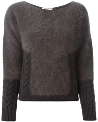 Женский темно-серый пушистый свитер с круглым вырезом от Lamberto Losani