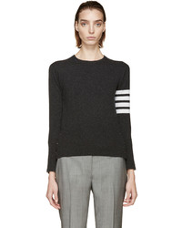 Женский темно-серый свитер в горизонтальную полоску от Thom Browne