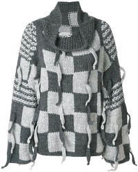 Женский темно-серый свитер в шотландскую клетку от Loewe