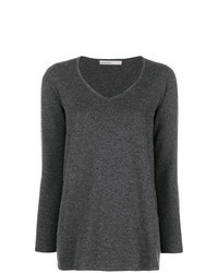 Темно-серый свитер с v-образным вырезом