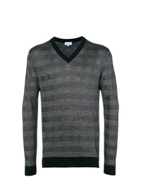 Мужской темно-серый свитер с v-образным вырезом в клетку от Brioni