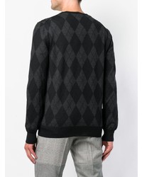 Мужской темно-серый свитер с v-образным вырезом с ромбами от Alexander McQueen