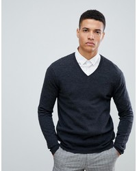 Мужской темно-серый свитер с v-образным вырезом от ASOS DESIGN