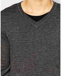 Мужской темно-серый свитер с v-образным вырезом от Asos