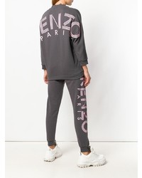 Женский темно-серый свитер с v-образным вырезом от Kenzo