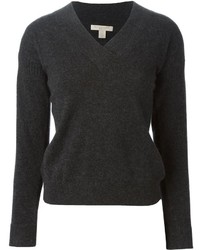 Женский темно-серый свитер с v-образным вырезом от Burberry