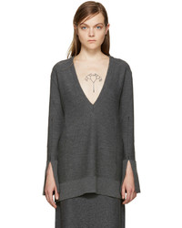 Женский темно-серый свитер с v-образным вырезом от Calvin Klein Collection