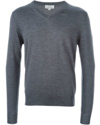 Мужской темно-серый свитер с v-образным вырезом от Canali
