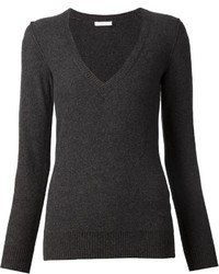 Женский темно-серый свитер с v-образным вырезом от Chloé