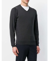 Мужской темно-серый свитер с v-образным вырезом от John Smedley
